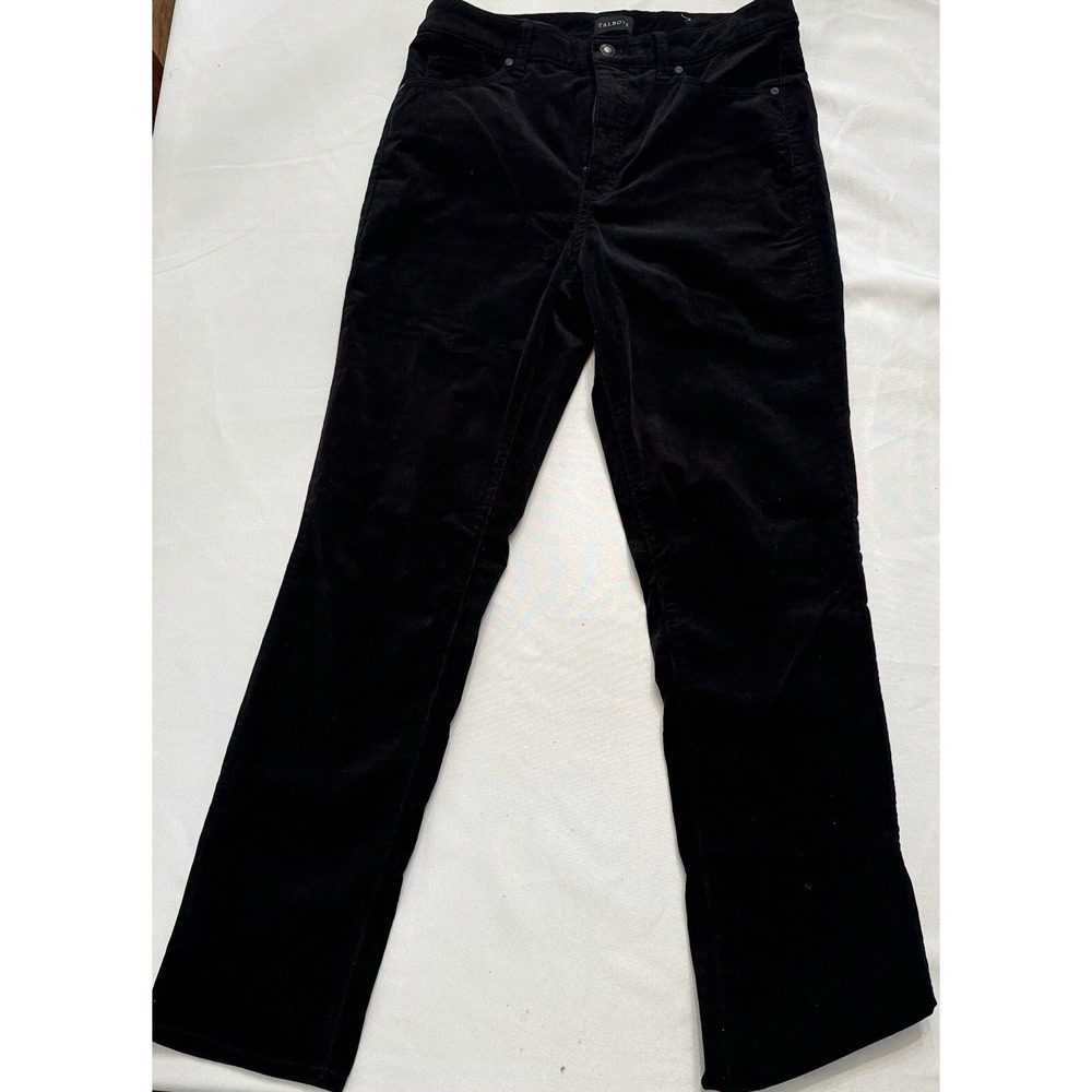 Talbots Corduroy Straight Leg Pant Size 8 Black Neutral Minimalist Retro Boho